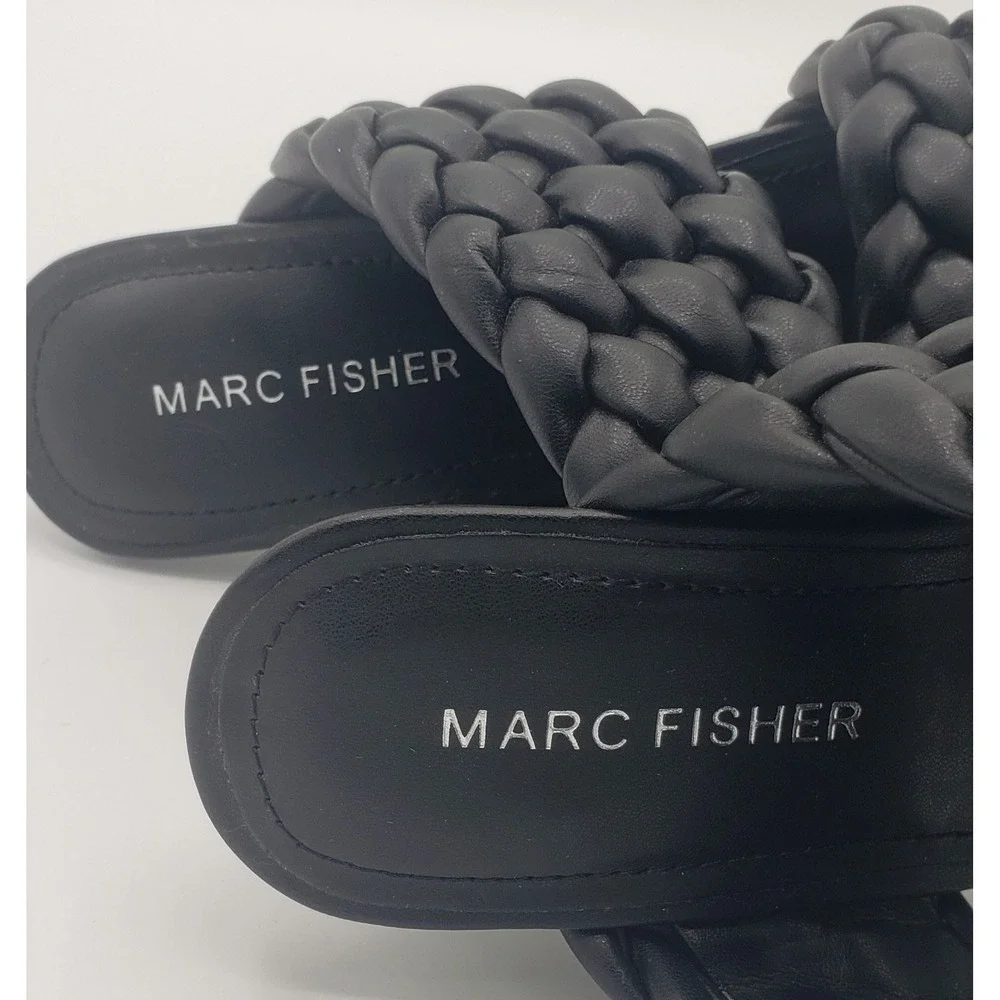 Marc Fisher Toree Black Faux Leather Braided Open Square Toe 3